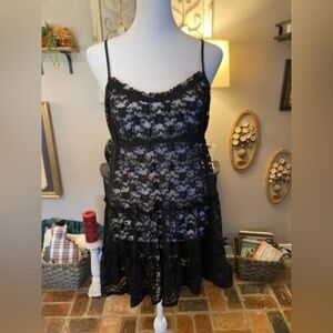In Bloom by Jonquil vintage black lace slip dress nightie.